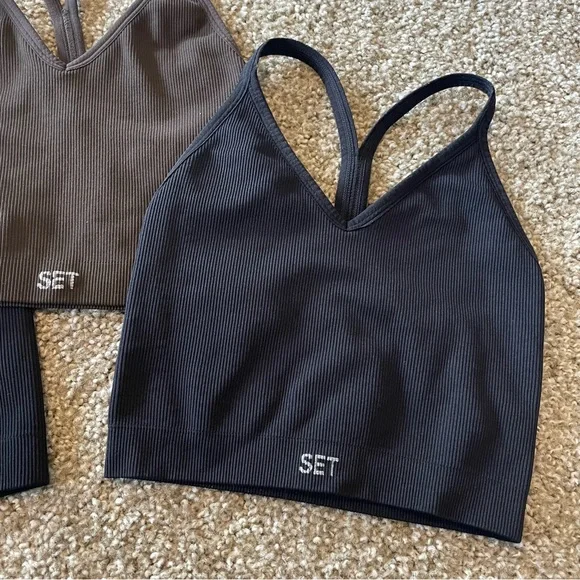 Lot of 3 Set Active Sculptflex Ribbed V Neck bra - Picture 2 of 4